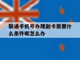 联通手机号办理副卡需要什么条件呢怎么办