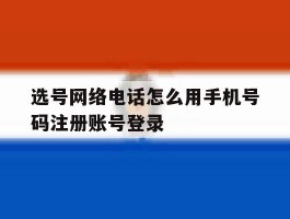 选号网络电话怎么用手机号码注册账号登录