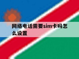 网络电话需要sim卡吗怎么设置
