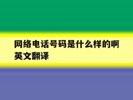 网络电话号码是什么样的啊英文翻译