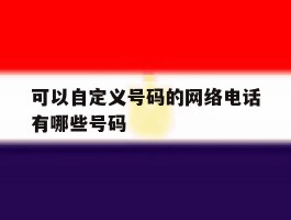 可以自定义号码的网络电话有哪些号码