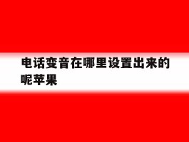 电话变音在哪里设置出来的呢苹果