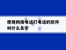 使用网络电话打电话的软件叫什么名字
