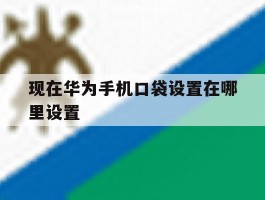 现在华为手机口袋设置在哪里设置