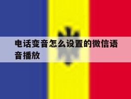 电话变音怎么设置的微信语音播放
