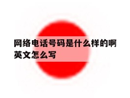 网络电话号码是什么样的啊英文怎么写
