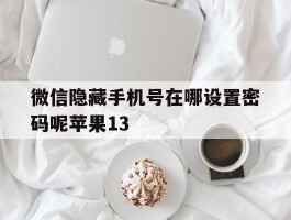 微信隐藏手机号在哪设置密码呢苹果13