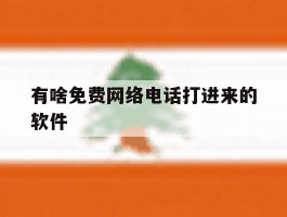 有啥免费网络电话打进来的软件