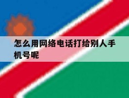 怎么用网络电话打给别人手机号呢
