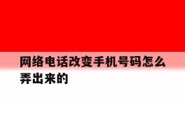 网络电话改变手机号码怎么弄出来的