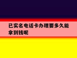 包含已实名电话卡办理要多久能拿到钱呢的词条